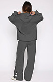Casual Loose Solid Color Hooded Zipper Cardigan Women's Drawstring Trousers Suit