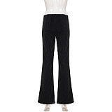 Casual Rhinestone Floral and Starry Sky Print Woven Flared Trousers MRA-43296