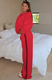 Casual Loose Solid Color Hooded Zipper Cardigan Women's Drawstring Trousers Suit