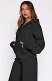 Casual Loose Solid Color Hooded Zipper Cardigan and Trousers Two-piece Set SSN-211512