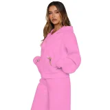 Casual Loose Solid Color Hooded Zipper Cardigan and Trousers Two-piece Set SSN-211512