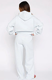 Casual Loose Solid Color Hooded Zipper Cardigan and Trousers Two-piece Set SSN-211512