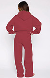 Casual Loose Solid Color Hooded Zipper Cardigan and Trousers Two-piece Set SSN-211512