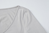 Fashionable Midriff-baring Long-sleeved Top With Waist-cinching Solid Color Wide-leg Pants Suit BLG-20181