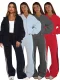 Casual Loose Solid Color Hooded Zipper Cardigan Women's Drawstring Trousers Suit