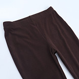 Fashionable Off-shoulder Long-sleeved top and High-waisted Straight-leg Trousers Suit