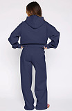 Casual Loose Solid Color Hooded Zipper Cardigan and Trousers Two-piece Set SSN-211512
