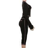 Fashionable Street Trend Digital Printed Long Sleeve Tights and Pants Suit ZJQD-84806