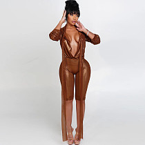Fashion Solid Color Street Sexy Hottie High Waist Tight Jumpsuit ZJQD-83887