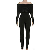 Stylish and Elegant Fur Collar One-shoulder Bodysuit ZJQD-83893