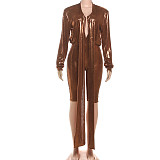 Fashion Solid Color Street Sexy Hottie High Waist Tight Jumpsuit ZJQD-83887