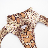 High Collar Halter Neck Shawl Tube Top Snake Print Printed Navel Cropped Pants Suit XYWL-25ST344