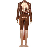 Fashion Solid Color Street Sexy Hottie High Waist Tight Jumpsuit ZJQD-83887