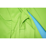 Solid Color Suit Collar Lace-up Top Cardigan Wide-leg Pants Suit YF-10902