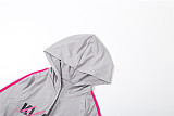 Fashionable Hooded Zipper Personalized Printed Sports Trendy Slim Trousers Suit SXE-82989
