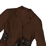 Stylish Side-belted Waist-cinching Long-sleeved Suit Jacket AIL-337
