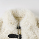 Hot and Cool Style Faux Mink Fur Metal Buckle Collar Short Plush Top Jacket MRA-42172