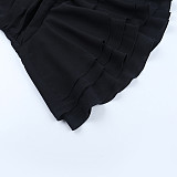 Sexy Hollowed-out Ruffled Long-sleeved Slim-fit Short Dress SUM-25245