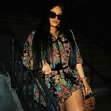 Stylish Jacquard Long-Sleeved Zipper Top and Sexy Mini Skirt Set YF-10900