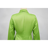 Solid Color Suit Collar Lace-up Top Cardigan Wide-leg Pants Suit YF-10902