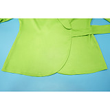 Solid Color Suit Collar Lace-up Top Cardigan Wide-leg Pants Suit YF-10902