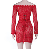 Sexy Long-sleeved Off-shoulder Lace Bodycon Dress SUM-25426