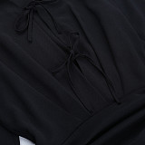 Sexy Hollowed-out Ruffled Long-sleeved Slim-fit Short Dress SUM-25245
