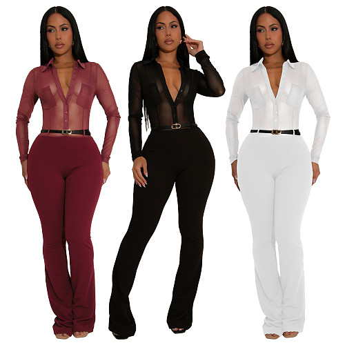 Sexy See-through Long Sleeve Bodysuit YF-10910