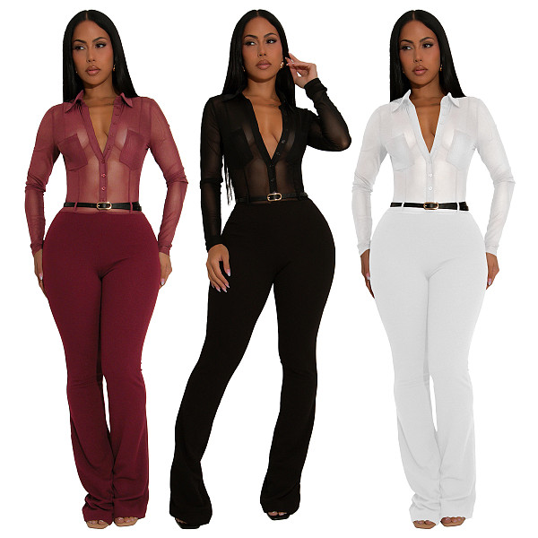 Sexy See-through Long Sleeve Bodysuit YF-10910