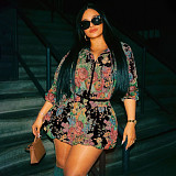 Stylish Jacquard Long-Sleeved Zipper Top and Sexy Mini Skirt Set YF-10900