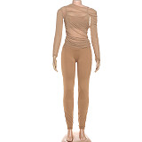 Sexy Street Mesh Long-sleeved Top and Tight Pants Suit ZJQD-83061