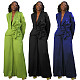 Solid Color Suit Collar Lace-up Top Cardigan Wide-leg Pants Suit YF-10902