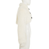Hot and Cool Style Faux Mink Fur Metal Buckle Collar Short Plush Top Jacket MRA-42172