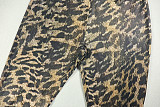 Stylish Leopard Print Long-sleeved Turtleneck Top and Trousers Two-piece Set JY-9098
