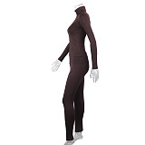 Solid Color Zipper Stand Collar Sports Jacket Fitness Yoga Wear Trousers Set JY-7051