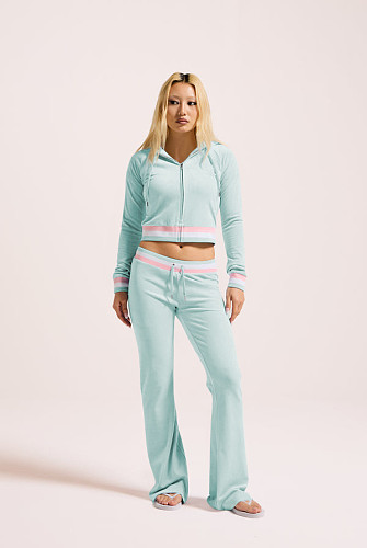 Casual Thread Contrast Silver Fox Velvet Cardigan Hooded Two-piece Set YD-025