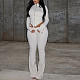 Solid Color Slim Fit Pleated Zipper Long-sleeved Stand-up Collar Cropped Trousers Set JY-9089
