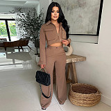 Fashionable and Casual Solid Color Long-sleeved Cargo Pants Set YF-10921