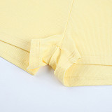 Sexy Solid Color U-neck Long-sleeved Top and Shorts Set SUM-25190