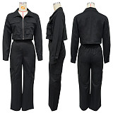 Fashionable and Casual Solid Color Long-sleeved Cargo Pants Set YF-10921