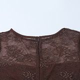Sexy Lace Backless Long-sleeved Bodycon Mini Dress SUM-25459