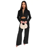 Fashionable and Casual Solid Color Long-sleeved Cargo Pants Set YF-10921