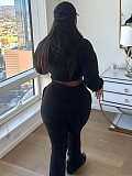 Women Fleece Hoodie Hooded Cardigan Slimming Stacked Slightly Flared Pants Two Pieces CH-25057