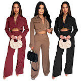 Fashionable and Casual Solid Color Long-sleeved Cargo Pants Set YF-10921