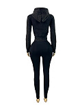 Zipper Hooded Top Fleece Yoga Pants Two-piece Sport Casual Outfit CH-25089