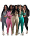 Zipper Hooded Top Fleece Yoga Pants Two-piece Sport Casual Outfit CH-25089