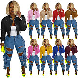 Hip Hop Harajuku PU Leather Baseball Bomber Jacket CH-8237