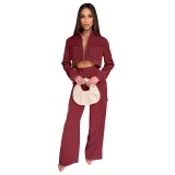 Fashionable and Casual Solid Color Long-sleeved Cargo Pants Set YF-10921
