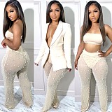 Formal Jacket Bubble Mesh Fabric Straight-leg Suit LSD-83121