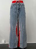 Fashion Personality Women's  Patchwork  Straight Jeans OD-8709